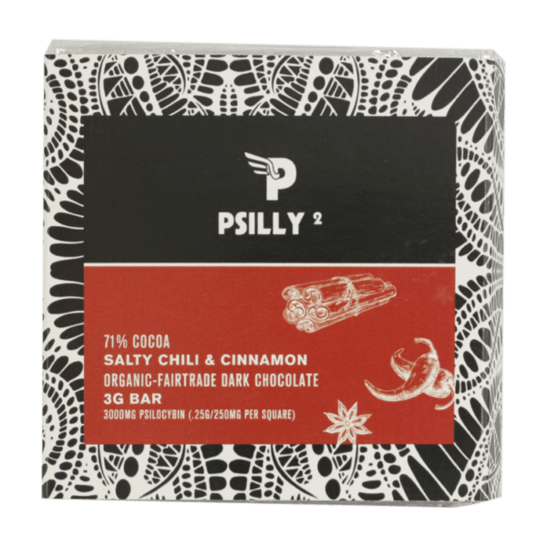 Psilly - Dark Chocolate Bar - Salty Chili & Cinnamon | Strongest Cubensis Strain Canada