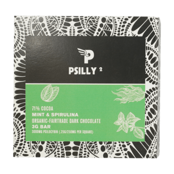 Psilly - Dark Chocolate Bar - Mint & Spirulina | Strongest Cubensis Strain Canada